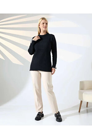 Bel Detaylı Yumuşak Triko Kazak