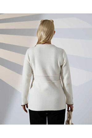 Bel Detaylı Yumuşak Triko Kazak