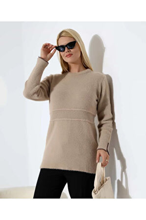 Bel Detaylı Yumuşak Triko Kazak