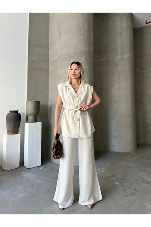 İstanbul Esintisi Alt Üst Bej Keten Takım