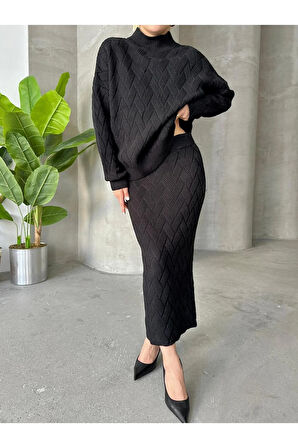 Desenli Etekli Alt Üst Triko Takım