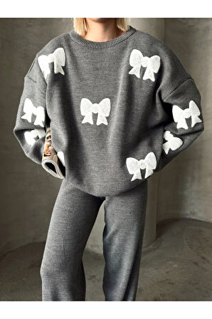 Kurdele Desenli Alt Üst Triko Takım