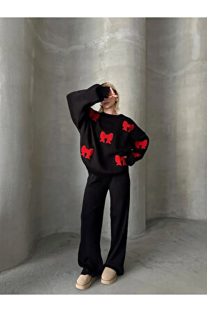 Kurdele Desenli Alt Üst Triko Takım