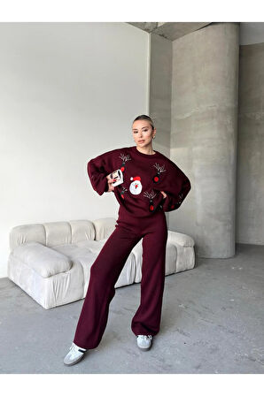 Noel - Geyik Desenli Alt Üst Triko Takım