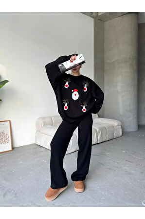 Noel - Geyik Desenli Alt Üst Triko Takım
