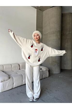 Noel - Geyik Desenli Alt Üst Triko Takım