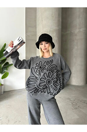 Elegance Desenli Alt Üst Triko Takım