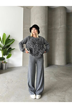 Elegance Desenli Alt Üst Triko Takım