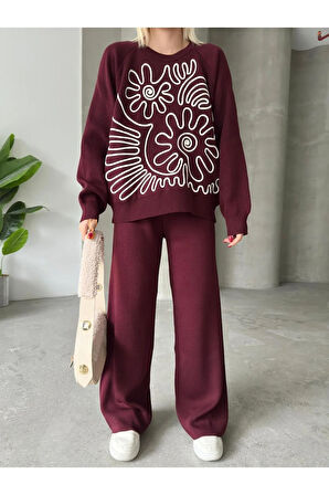 Elegance Desenli Alt Üst Triko Takım