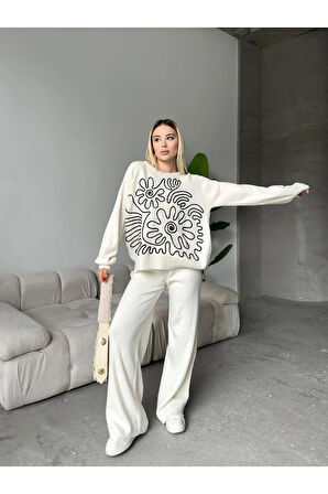 Elegance Desenli Alt Üst Triko Takım