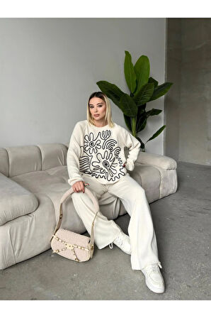 Elegance Desenli Alt Üst Triko Takım