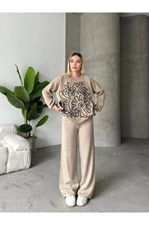 Elegance Desenli Alt Üst Triko Takım