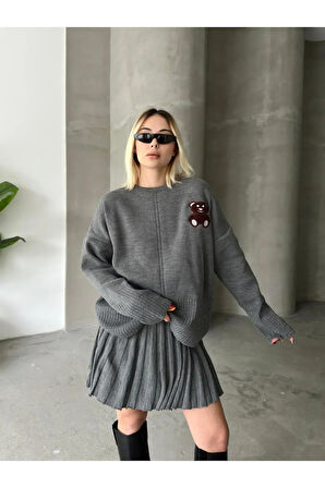 Etekli Alt Üst Triko Takım - Ayıcık Desenli