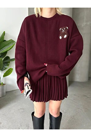 Etekli Alt Üst Triko Takım - Ayıcık Desenli