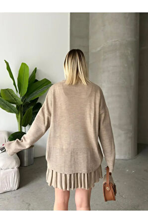 Etekli Alt Üst Triko Takım - Ayıcık Desenli