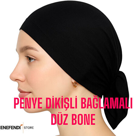 BONE DÜZ DİKİŞLİ BAĞLAMALI TESETTÜR İÇ BONE PENYE 2 ADET SİYAH 