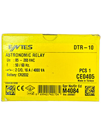 Entes DTR-10 16A Astronomik Zaman Rölesi (2 Adet)