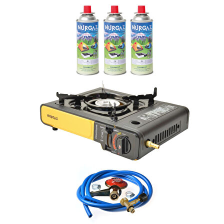 Nurgaz Ng 501 Çantalı Tekli Portatif Ocak + 3 Adet Kartuş +Hortum Dedantör Musluk Set