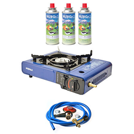 Nurgaz Ng 501 Çantalı Tekli Portatif Ocak + 3 Adet Kartuş +Hortum Dedantör Musluk Set
