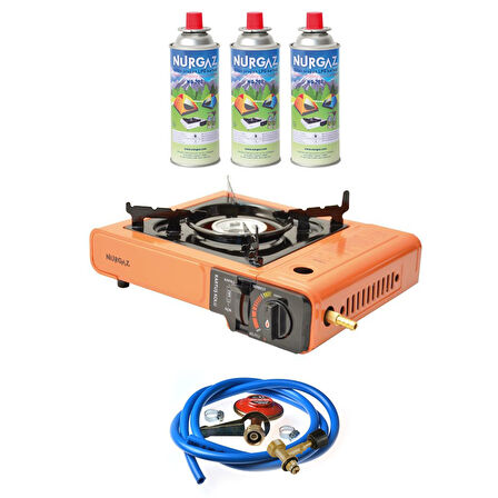 Nurgaz Ng 501 Çantalı Tekli Portatif Ocak + 3 Adet Kartuş +Hortum Dedantör Musluk Set
