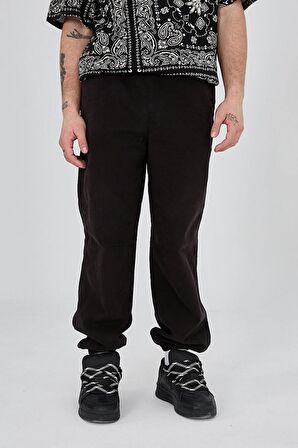 Erkek Oversize  Basic Siyah Jogger Pantolon