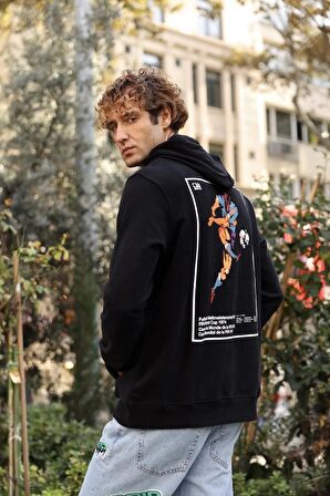 Unısex Oversize Kapşonlu Sweatshirt Siyah