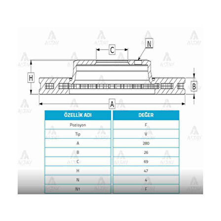 Elantra 04-06 Sonata 02-05 Megantis 04-06 Ön Havali 280-4 Fren Diski - 517123D300 Ayd-50534 