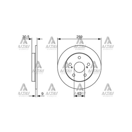 Corolla Uyumlu 07-13 Arka Benzinli 259-5 Fren Diski - Bsh-0986479765 - 42431-12260