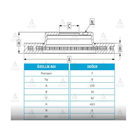 Corolla Uyumlu 06- Auris 07- Rav4 00- Ön Havali 273-5 Fren Diski - 4351202180 Bsh-0986479S16
