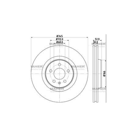 A6 A7 Q5 10- Pro Özel Kaplama Fren Diski Ön 345Mm - Mhr-03605 - 4G0615301G 