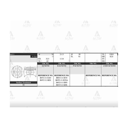 323 1.6L 90-97 78.00Mm B6Y2 Std Piston Takım - Tık-1K780700-Std - B6Y2-11-Sao 