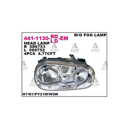 Golf4 98-03 Sissiz Sol Far - Dpo-441-1130L-Ld-Em - 1J1941017F 