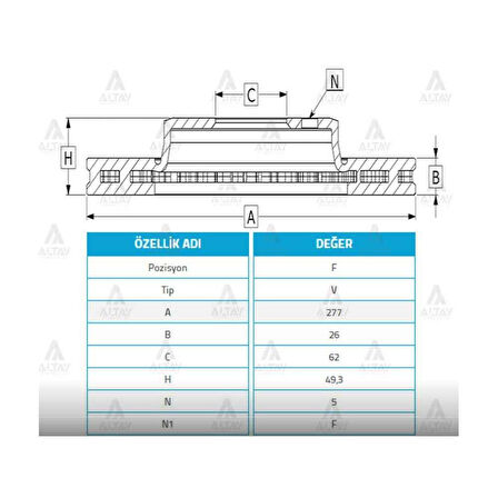 Corolla 13-18 Auris 13-18 Ön Havalı 277-5 Fren Diski - Mhr-03674 - 4351202330 