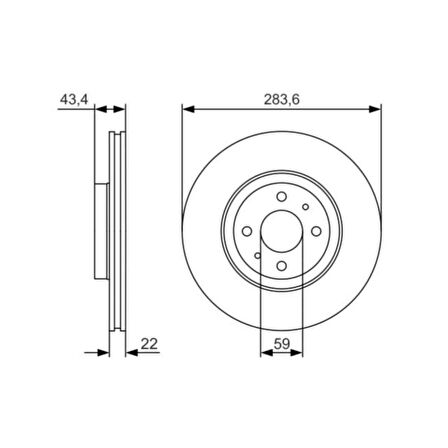 Linea/Bravo/Doblo Fren Diski Ön 283,6 Mm Adet Fiyat 07- Bch 0986479S01 46455892 
