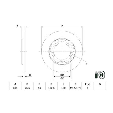 Transit V-363 Fren Diski Arka Adet Fiyat Tek Teker 5 Bijon 14- Bch 0986479F44 Kk31 2A315 Aa 