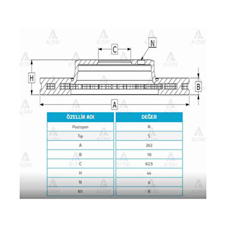 Blue 12- İ-20 15- Rıo 12- Rıo 06- Bayon 21- Arka Düz 262-4 Fren Diski - 58411-0U300 