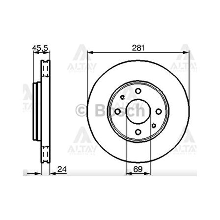 Carisma 00-06 Volvo S-40 00-03 Ön Havali 281-4 Fren Diski - Bsh-0986478493 - M818027 