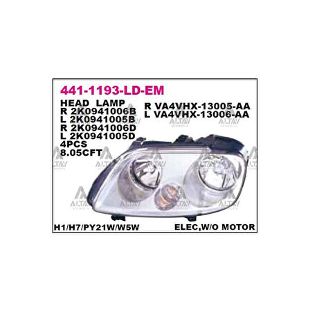 Caddy 04-10 Sağ Far - Dpo-441-1193R-Ld-Em - 2K0941006D 