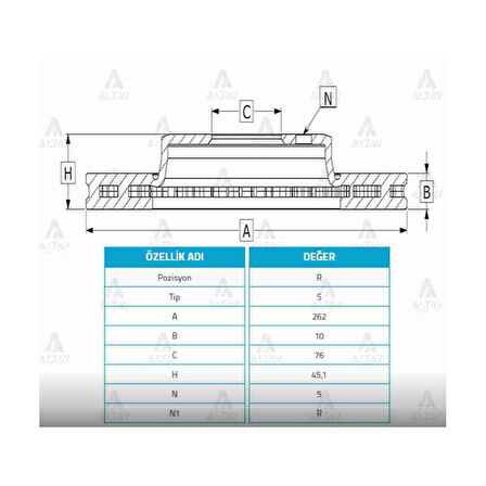 İ-30 12-15 Ceed 12-16 Elantra 11-20 Arka Düz 262-5 Fren Diski - Mhr-03705 - 58411-A6300 
