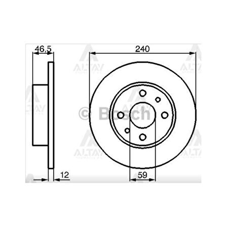 Uno 70 94-00 Ön Düz Fren Diski 240-4 - Bsh-0986478353 - 5961814 