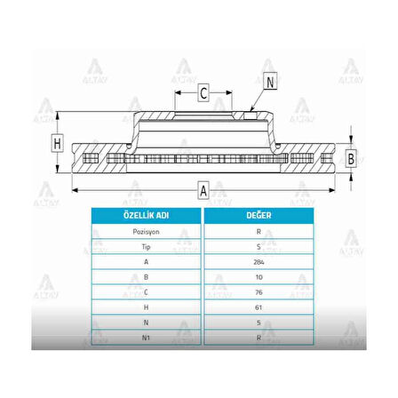 Tucson 04-10 Sportage 04-10 İx-35 11-15 Arka Düz Fren Diski 284-5 - Mhr-03787 - 58411-3A300 