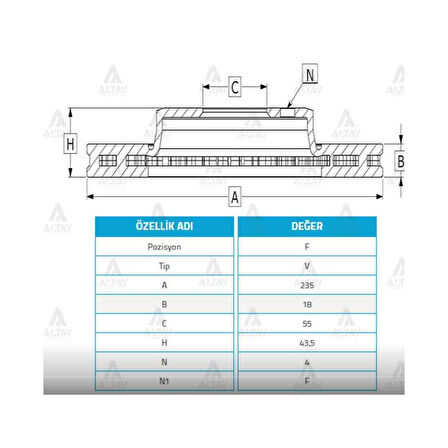 Yaris 98-09 Ön Havali Fren Diski 235-4 - Mhr-03795 - 4351252020 