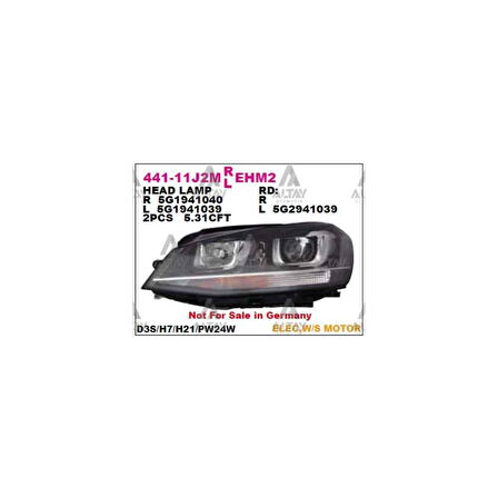 Golf7 Sol 13- Xenon Far - Dpo-441-11J2Lmlehm2 - 5G1941039 