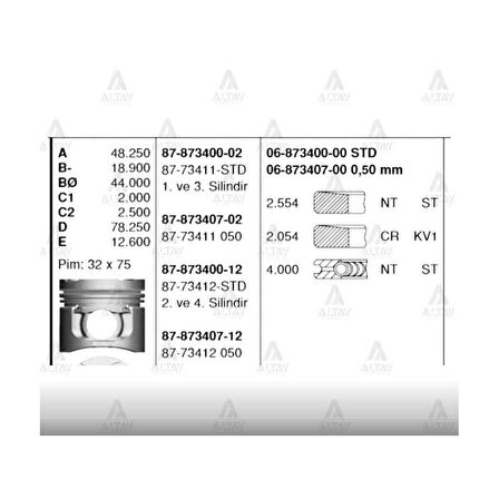 Esse Otomotiv  - L-200 06-10 16Vtdı 1-3 Std Piston Segmanlı - GOE-87-73411-STD - 87-73411-STD