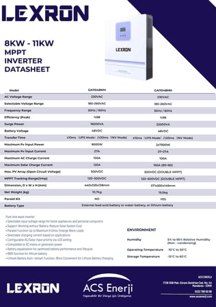 Lexron 11KW HV 2XMPPT AKILLI INVERTER 48V (PARALELLENEBİLİR)
