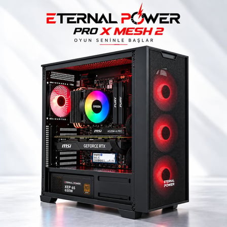 Eternal Power AMD Ryzen 7 5700X - MSI GeForce RTX 4060 8GB - Kingston 32GB 3600MHz DDR4 RAM - 1TB NVMe M.2 SSD - Green Notus 100 ARGB Soğutma Hazır Oyuncu Bilgisayarı
