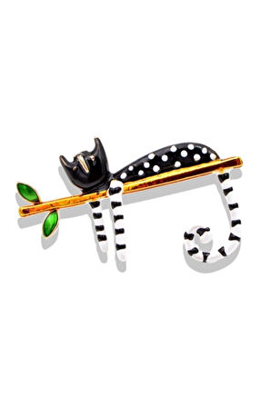 Siyah Tembel Kedi Broş