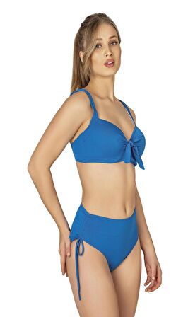 Endeep Kadın Fiyonk Detaylı Koyu Mavi Büyük Beden Bikini Takımı