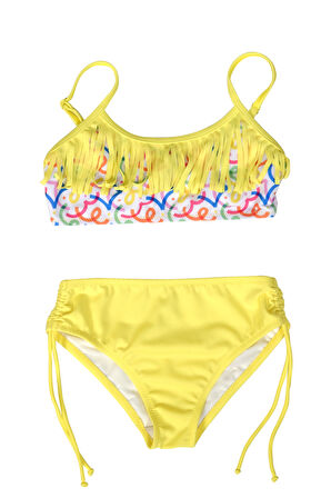 Endeep Kız Çocuk Püskül Detaylı Sarı Bikini Takımı