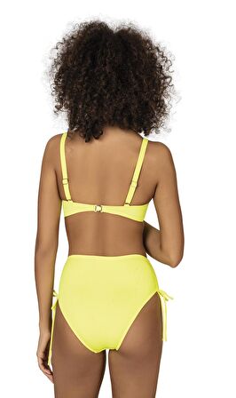 Endeep Kadın Büyük Beden Balenli Destekli Bağlama Detaylı Sarı Bikini Takımı